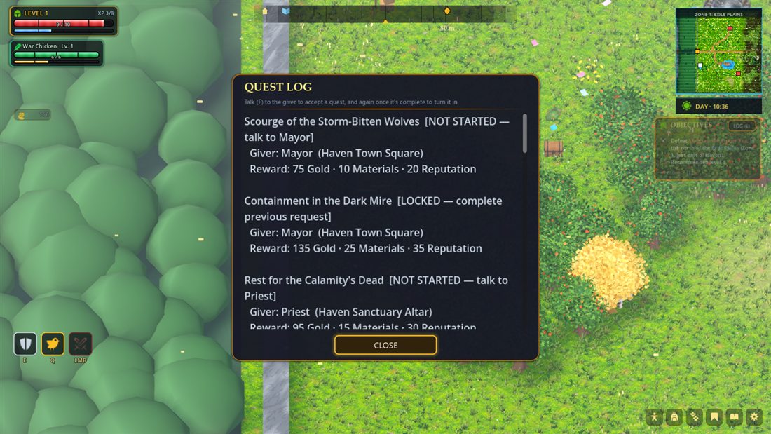 The quest log
